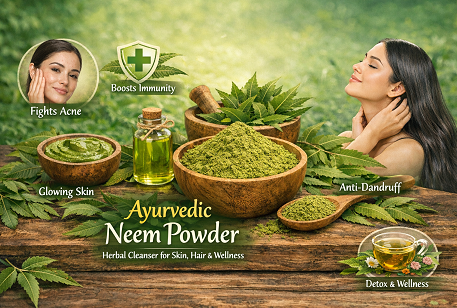 Ayurvedic Neem Powder – Herbal Cleanser for Skin, Hair & Wellness