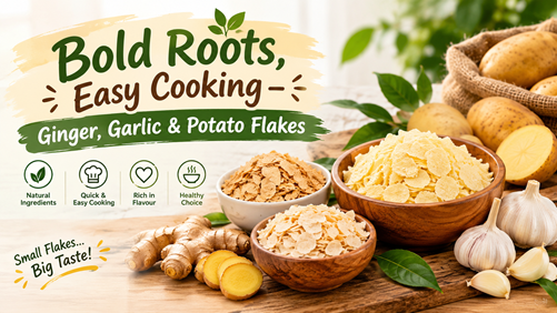 Bold Roots, Easy Cooking – Ginger, Garlic & Potato Flakes