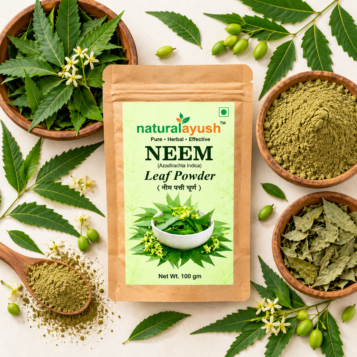 Neem Powder (Azadirachta indica) thumbnail 2